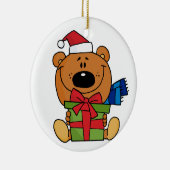 Brauner Bär mit Geschenk Keepake-Ornament Keramik Ornament (Rechts)