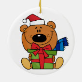 Brauner Bär mit Geschenk Keepake-Ornament Keramik Ornament (Hinten)