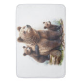 Brauner Bär mit zwei Kubs Badematte (Vorderseite Vertikal)