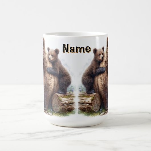 Brauner Bär mit zwei Kubs Kaffeetasse (Mittel)