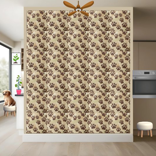 Brauner Bär Paw Print Pattern Tile Fliese