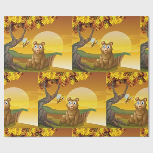 Brauner Bär Sunset Geschenkpapier (Flach)