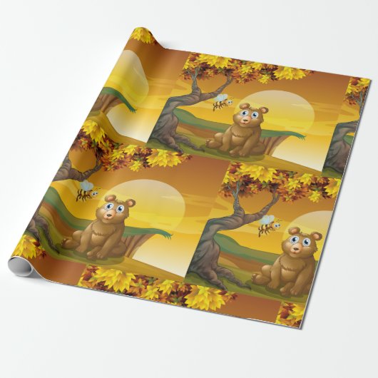 Brauner Bär Sunset Geschenkpapier (Ungerollt)