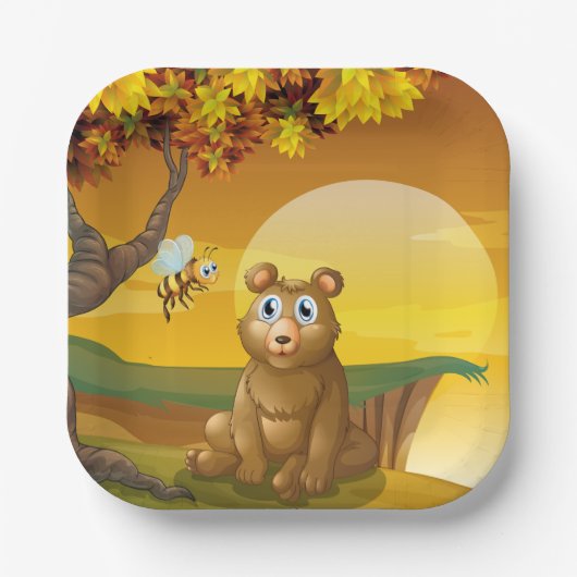 Brauner Bär Sunset Pappteller (Vorderseite)