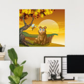 Brauner Bär Sunset Poster (Heimbüro)