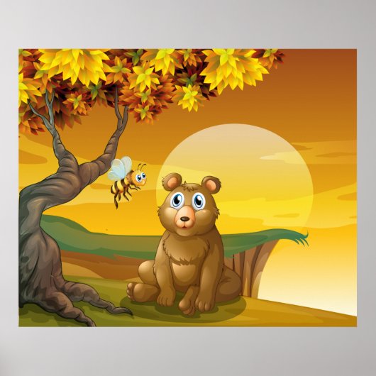 Brauner Bär Sunset Poster (Vorne)