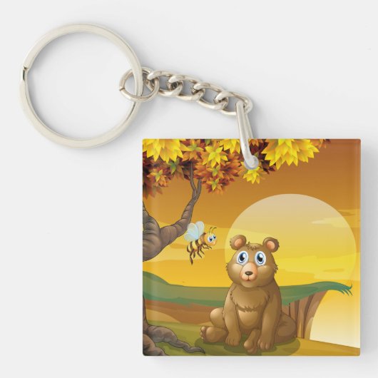 Brauner Bär Sunset Schlüsselanhänger (Vorderseite)