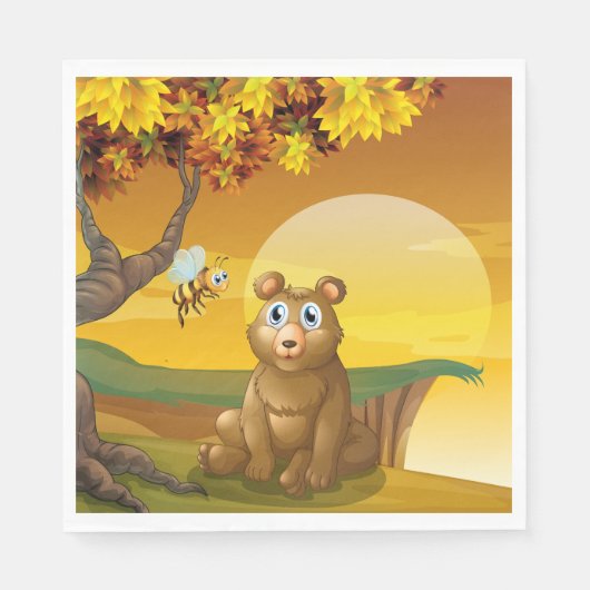 Brauner Bär Sunset Serviette (Vorderseite)