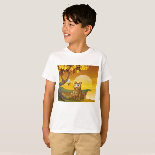 Brauner Bär Sunset T-Shirt (Vorne ganz)