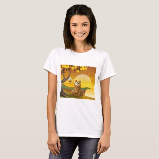 Brauner Bär Sunset T-Shirt (Vorne ganz)