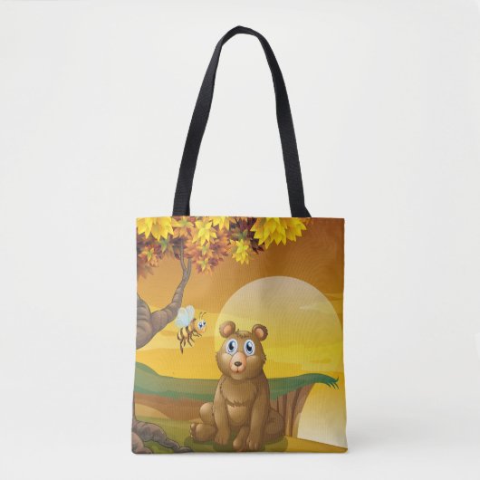 Brauner Bär Sunset Tasche (Vorderseite)