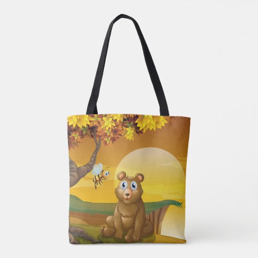 Brauner Bär Sunset Tasche (Rückseite)