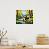 Brauner Bär und Baby 2 Poster (Küche)