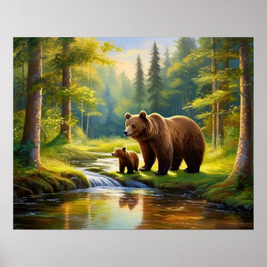 Brauner Bär und Baby 4 Poster (Vorne)