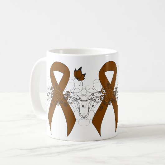 Brauner Bartonstreifen mit Schmetterling Kaffeetasse (Vorderseite Links)