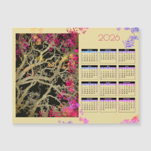 Brauner Baum 2026 magnetischer Kalender Magnetkarte