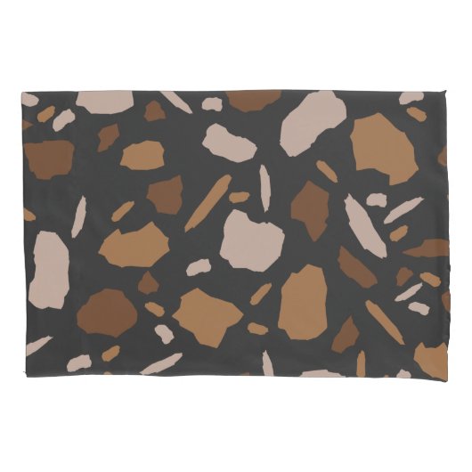 Brauner, Beige, Tan und grauer Terrazzo-Marmor Kissenbezug (Vorderseite)