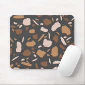 Brauner, Beige, Tan und grauer Terrazzo-Marmor Mousepad (Mit Mouse)