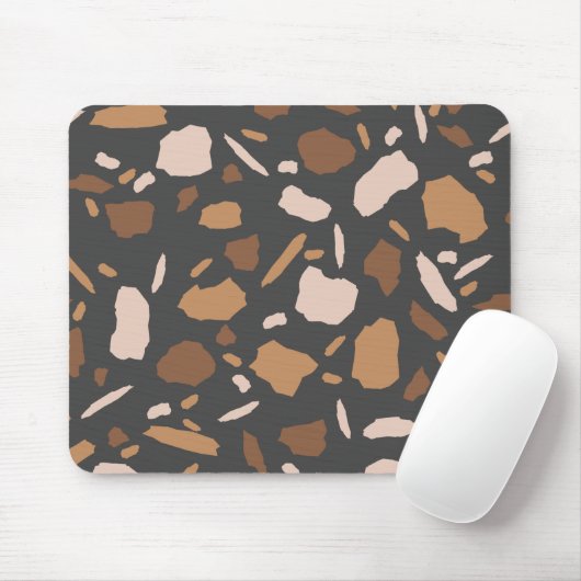Brauner, Beige, Tan und grauer Terrazzo-Marmor Mousepad (Mit Mouse)