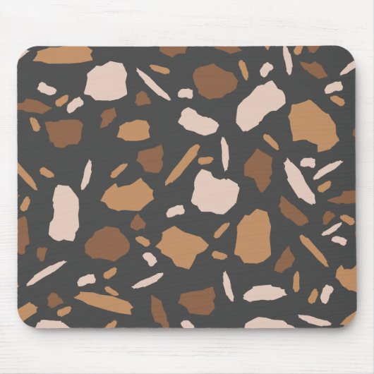 Brauner, Beige, Tan und grauer Terrazzo-Marmor Mousepad (Vorne)