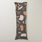 Brauner, Beige, Tan und grauer Terrazzo-Marmor Seitenschläferkissen (Vorderseite Vertikal)