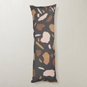 Brauner, Beige, Tan und grauer Terrazzo-Marmor Seitenschläferkissen (Rückseite (Vertikal))