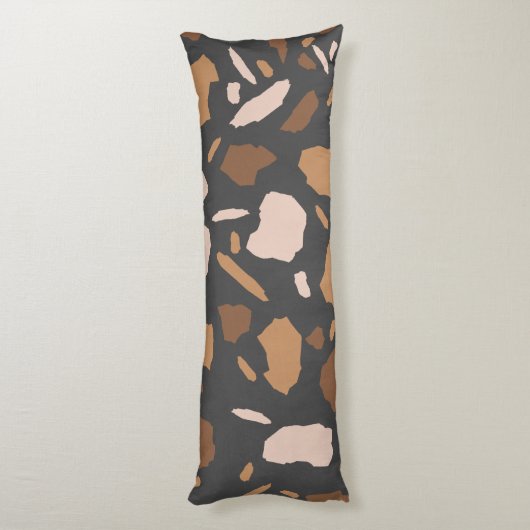 Brauner, Beige, Tan und grauer Terrazzo-Marmor Seitenschläferkissen (Rückseite (Vertikal))