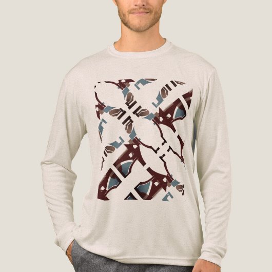 Brauner Blaue Diagonale Wirbel Abstrakt Mittelmeer Tri-Blend Shirt (Vorderseite)