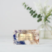 Brauner Blauer Glitzer Wasserfarben Visitenkarte (Stehend Vorderseite)