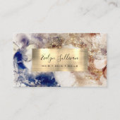 Brauner Blauer Glitzer Wasserfarben Visitenkarte (Vorderseite)