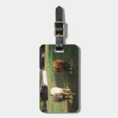 Brauner Blond, zwei Miniaturpferde, "Kleiner Pony" Gepäckanhänger (Vorderseite vertikal)