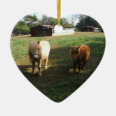 Brauner Blond, zwei Miniaturpferde, "Kleiner Pony" Keramikornament (Vorne)