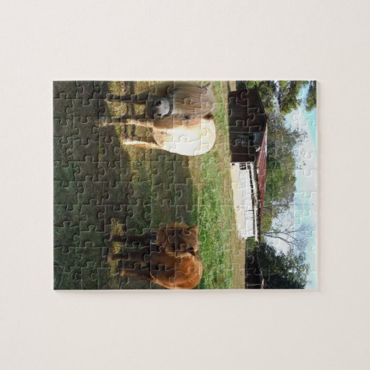 Brauner Blond, zwei Miniaturpferde, "Kleiner Pony" Puzzle (Horizontal)