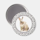 Brauner Blumen Osterhase Magnet (Vorderseite/Rückseite)