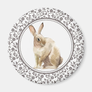 Brauner Blumen Osterhase Magnet