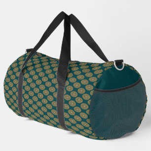 Brauner Blumendruck auf grün Duffle Bag
