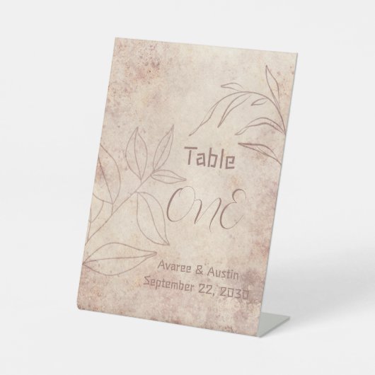 Brauner Blumenhintergrund mit braunem Textpegel Sockelschild (Vorderseite)