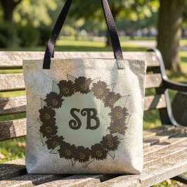 Brauner Blumenkranz auf gesprenkeltem Grün Tasche