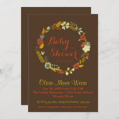 Brauner Blumenkreislauf - Kinderdusche einladen Einladung (Vorne/Hinten)