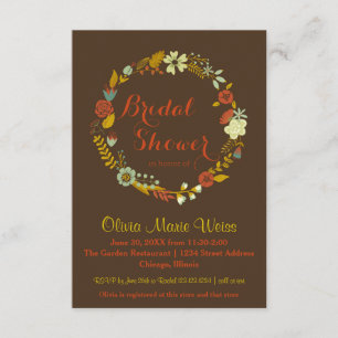 Brauner Blumenkreislauf Wreath-3x5 Brautparty Einl Einladung