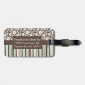 Brauner Blumenstreifen - individuell anpassbare Ge Gepäckanhänger (Rückseite horizontal)