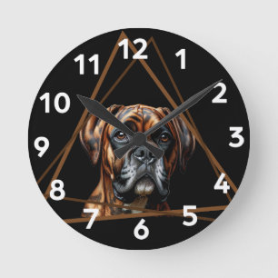 Brauner Boxer-Labrador-Dog Runde Wanduhr