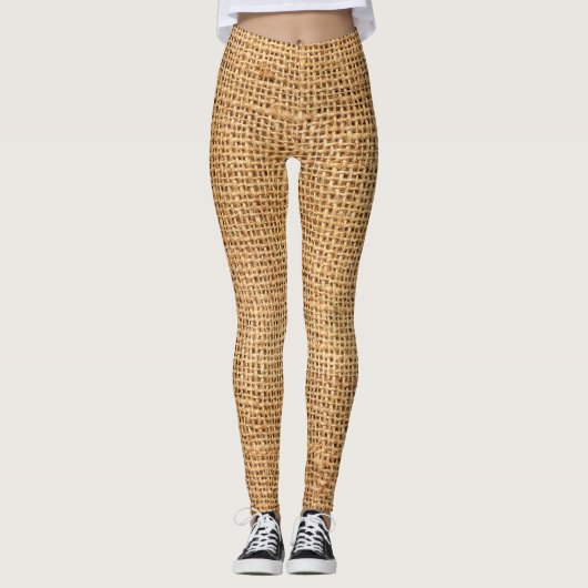 Brauner Burlap-Sack: Texturierter Stoff Hintergrun Leggings (Vorderseite)