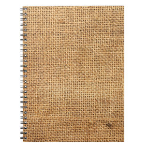 Brauner Burlap-Sack: Texturierter Stoff Hintergrun Notizblock