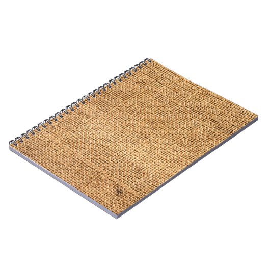 Brauner Burlap-Sack: Texturierter Stoff Hintergrun Notizblock (Linke Seite)