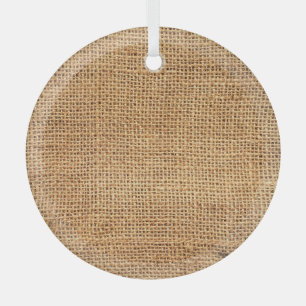 Brauner Burlap-Sack: Texturierter Stoff Hintergrun Ornament Aus Glas