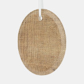 Brauner Burlap-Sack: Texturierter Stoff Hintergrun Ornament Aus Glas (Vorderseite links)