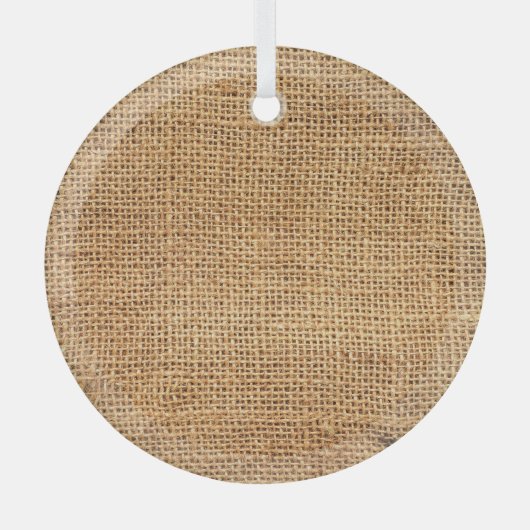 Brauner Burlap-Sack: Texturierter Stoff Hintergrun Ornament Aus Glas (Vorderseite)