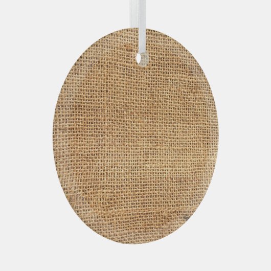 Brauner Burlap-Sack: Texturierter Stoff Hintergrun Ornament Aus Glas (Vorderseite Rechts)