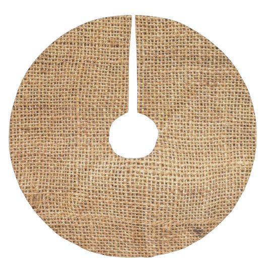 Brauner Burlap-Sack: Texturierter Stoff Hintergrun Polyester Weihnachtsbaumdecke (Vorderseite)